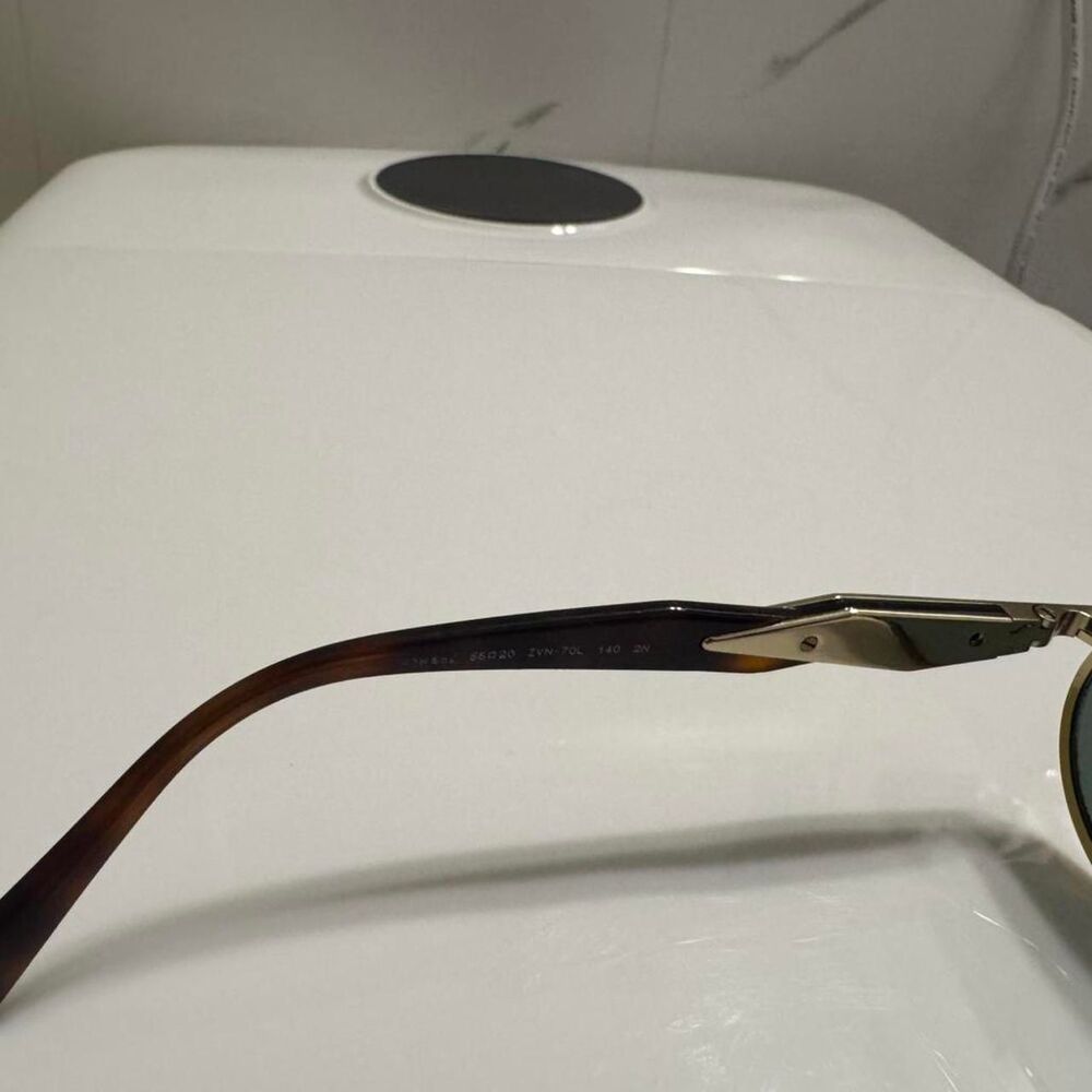 Prada Milano Round Sunglasses Gold Frame Green Lenses - Picture 7 of 7